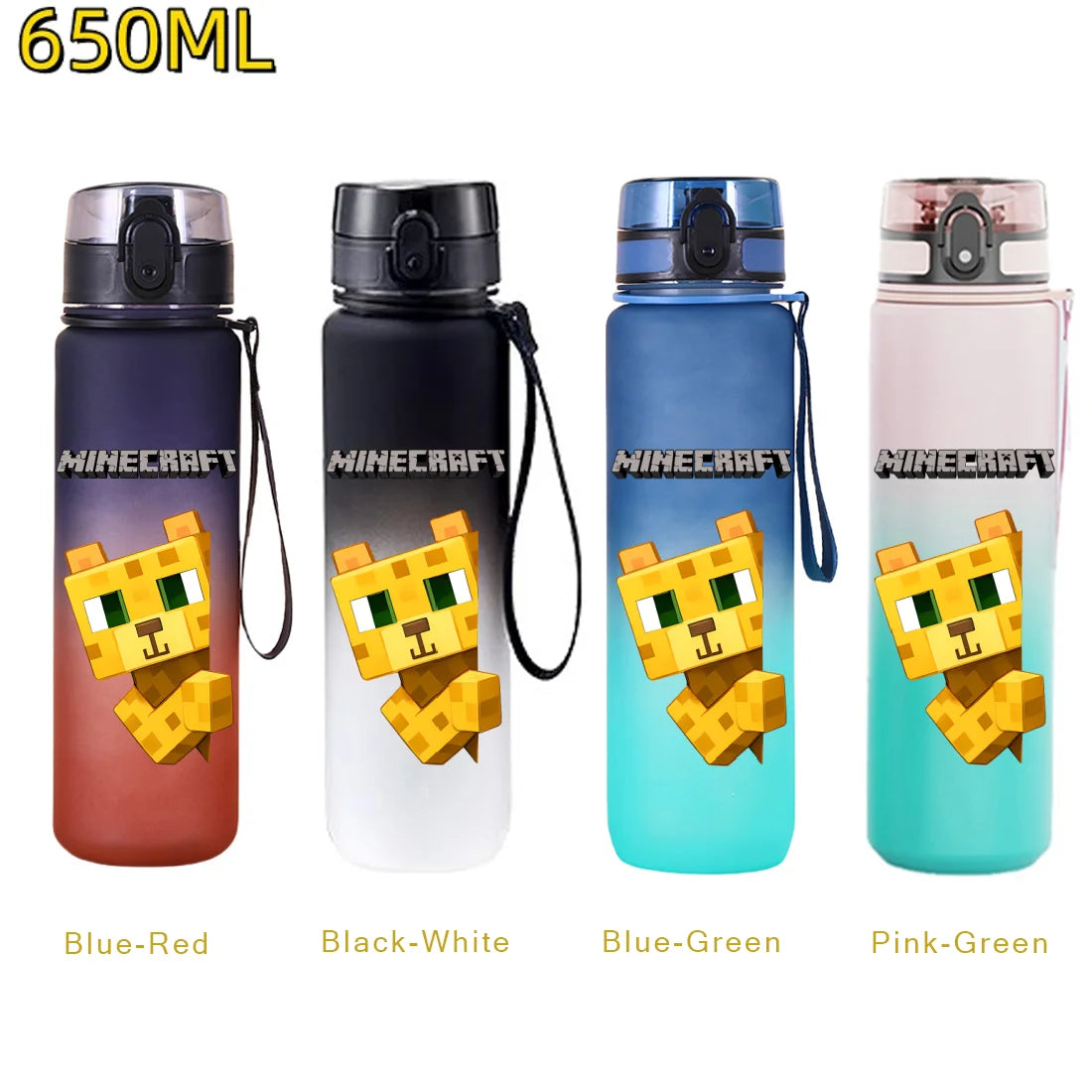 650ml Gradient Color PC Sports Water Bottle with Handle – Leakproof Shaker Bottle for Fitness, Travel & Office