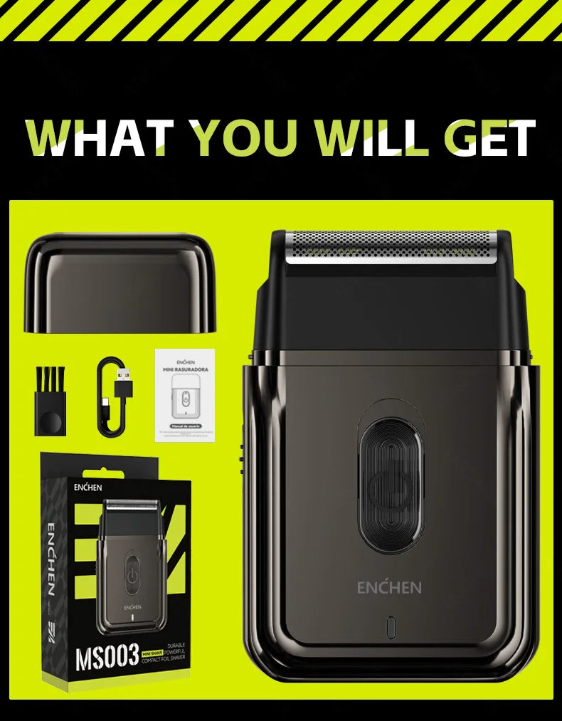 Compact Foil Electric Shaver — Pop-Up Precision Trimmer, Type-C Charging, 7000RPM