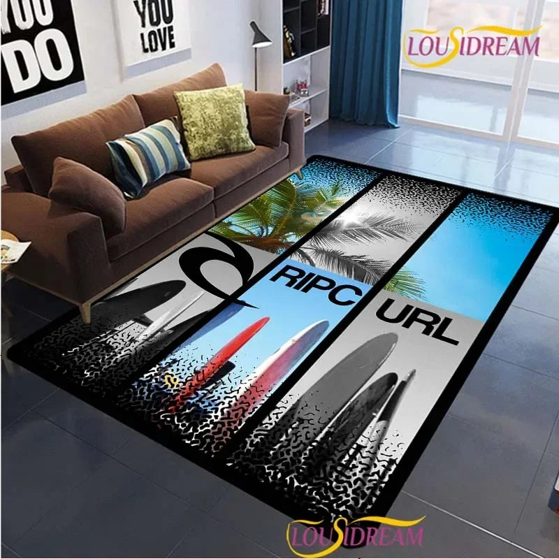 Surf Print Area Rug – Non-Slip Living Room, Bedroom & Kitchen Carpet