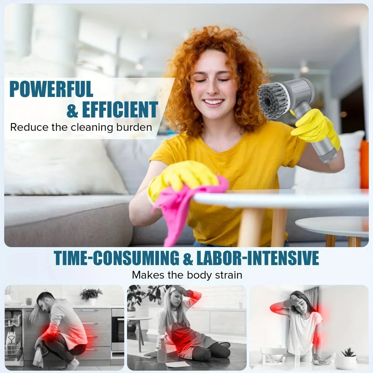 Electric Spin Scrubber – 5 Replaceable Brush Heads, 1500mAh Rechargeable, 450 RPM Cordless Cleaning Brush