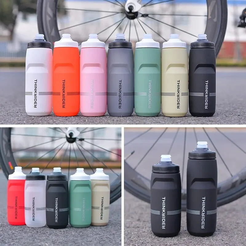 ThinkRider Cycling Water Bottle 620ml/750ml – Squeeze Jet, Leakproof, MTB & Road Bike Cage Compatible, 0–70°C