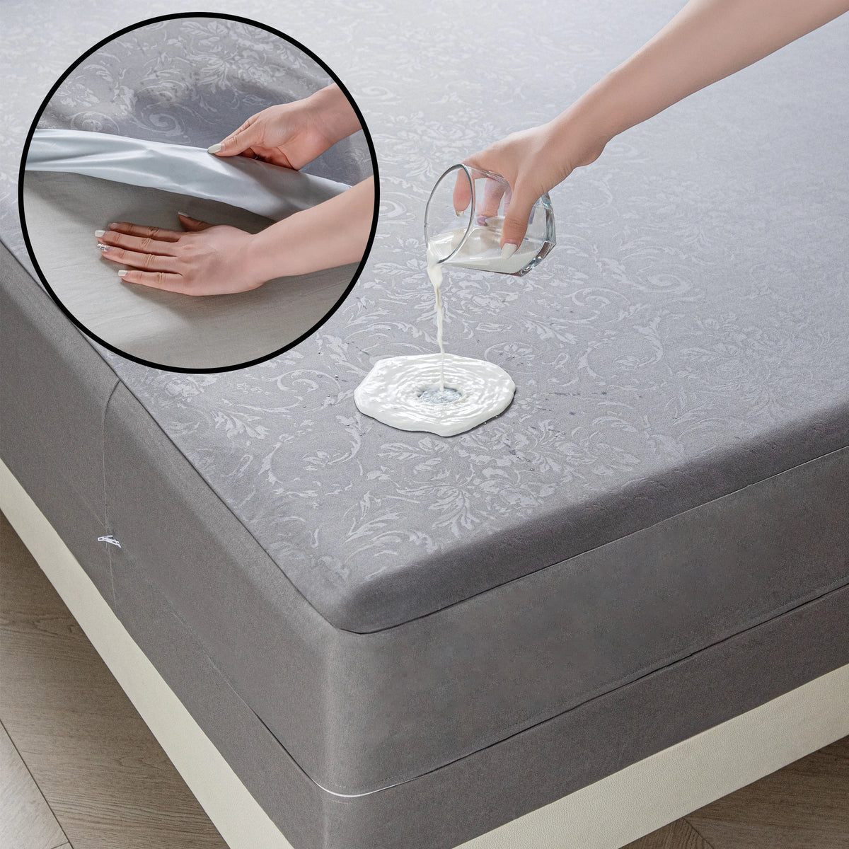 6-Sided Waterproof Zippered Mattress Encasement – Full Mattress Protector Cover, White or Gray