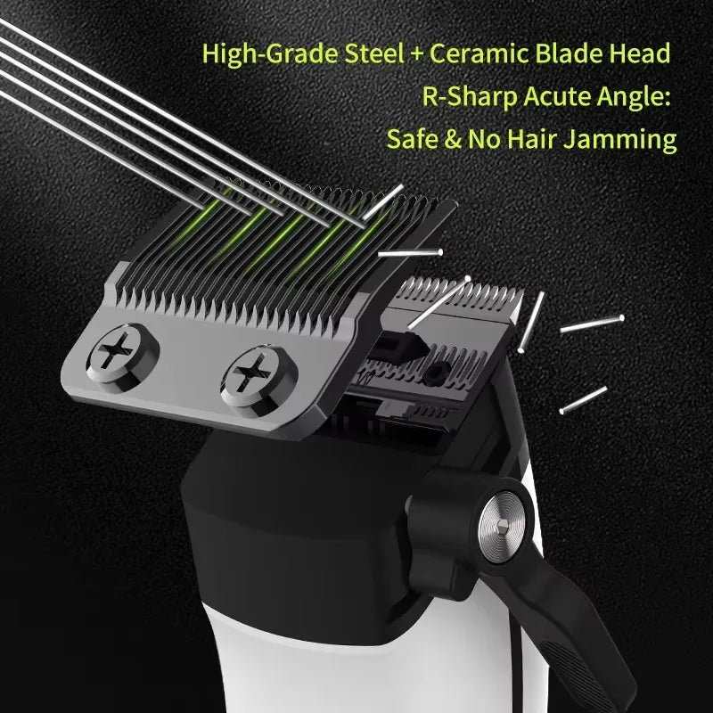 Kemei KM-1593 / KM-1595 Professional Brushless Clipper – 5-Speed, DLC Blade, 200-Min, USB-C