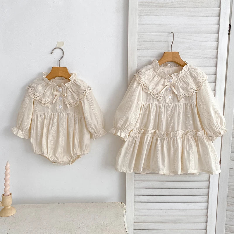 Ruffle Trim Lace Collar Baby Girls Dress — Sweet Princess Party Dress