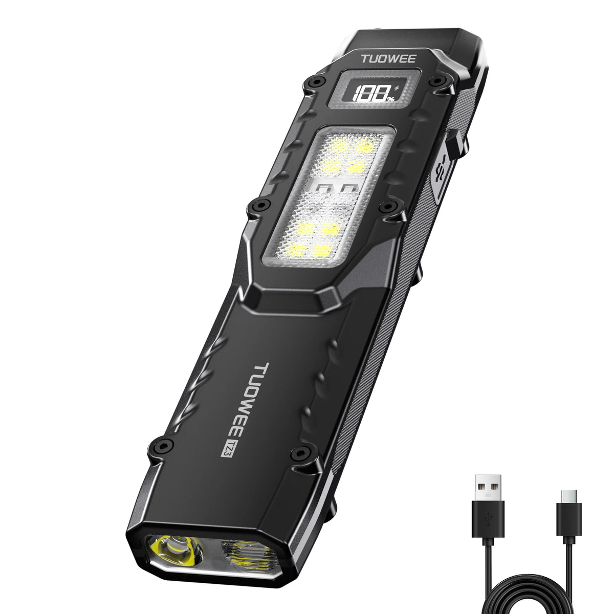 Rechargeable EDC Flashlight – 1600 Lumen, UV Detector, 9 Modes, Memory Mode, Lock, USB-C Fast Charge
