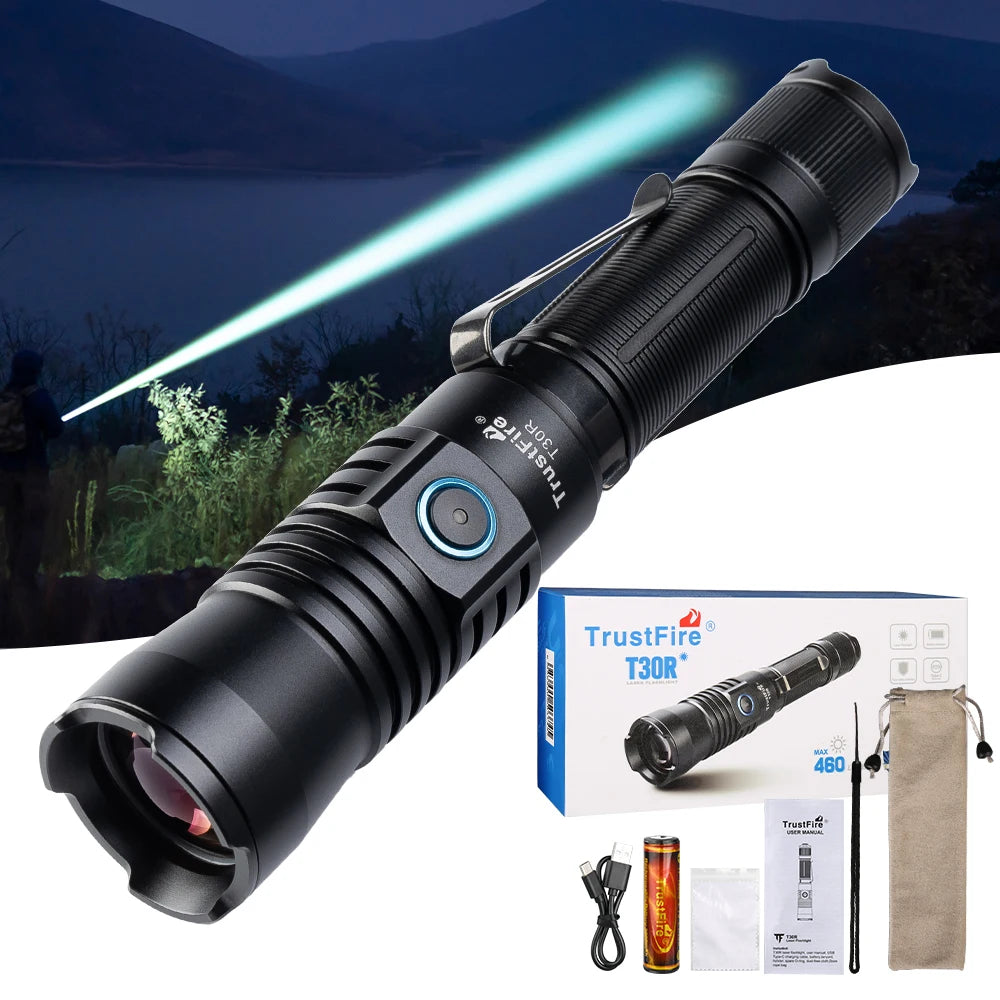 Trustfire T30R Tactical Flashlight – 1100M Range, 460LM, 18650 Rechargeable Self-Defense Torch