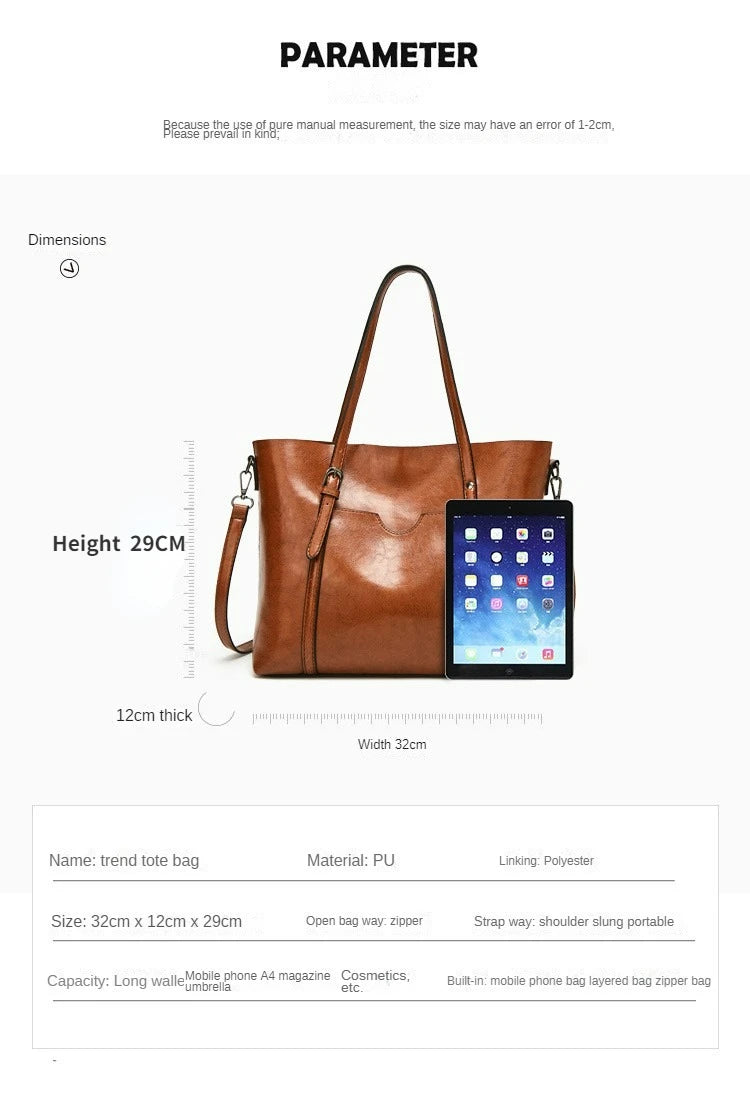 Vintage Oil Wax TPU Shoulder Bag – Hard Shell Tote Crossbody Satchel for Women