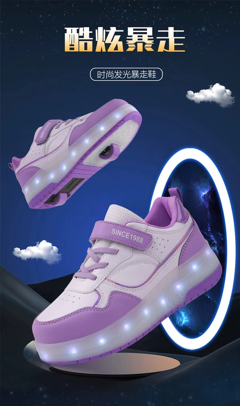 Children's LED Light Roller Skates – Multi-Functional Detachable Wheel Shoes, Size 29-41 for Students
