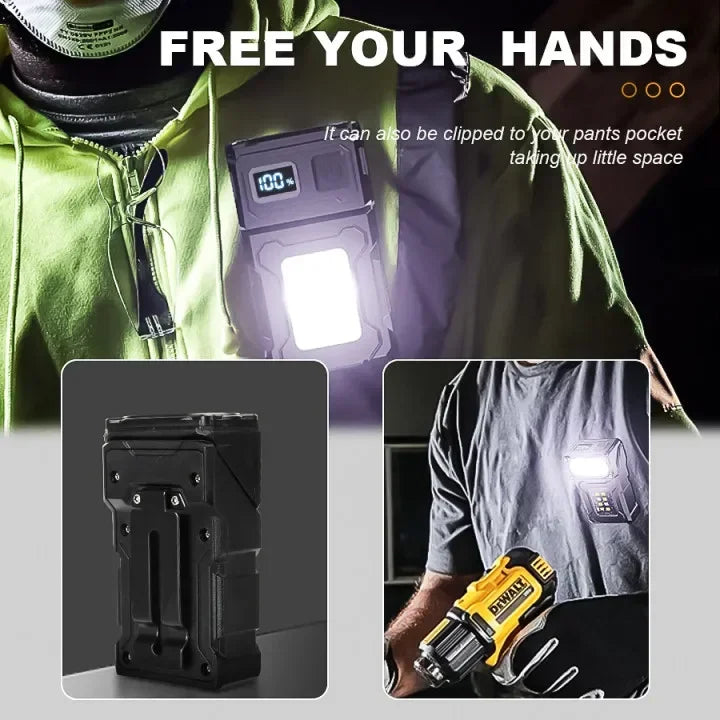 Mini USB Rechargeable LED Flashlight — Magnetic Tail, COB Side Light, Camping Lantern