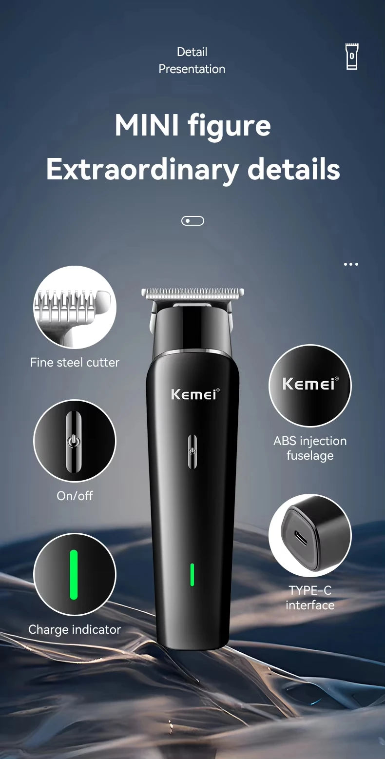 Kemei KM-1115 Professional Hair Clipper – USB Fast Charge, 160-Min Battery, Low Noise, Cordless