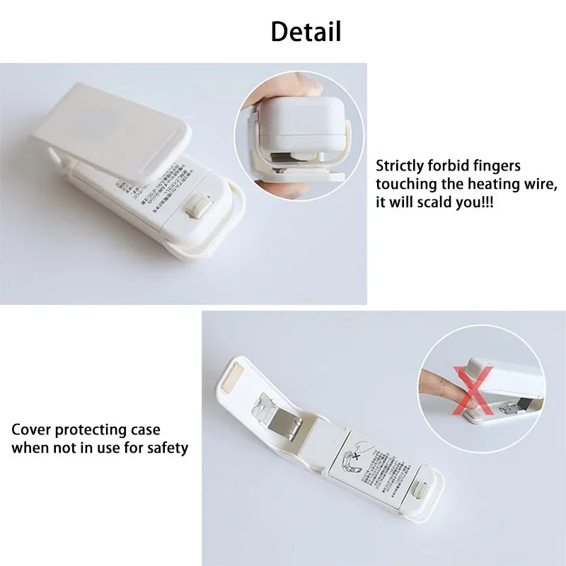 Keep Food Fresh Longer — Mini Portable Heat Bag Sealing Machine | Airtight Seal, Thermal Plastic Food Bag Closure, Battery Powered