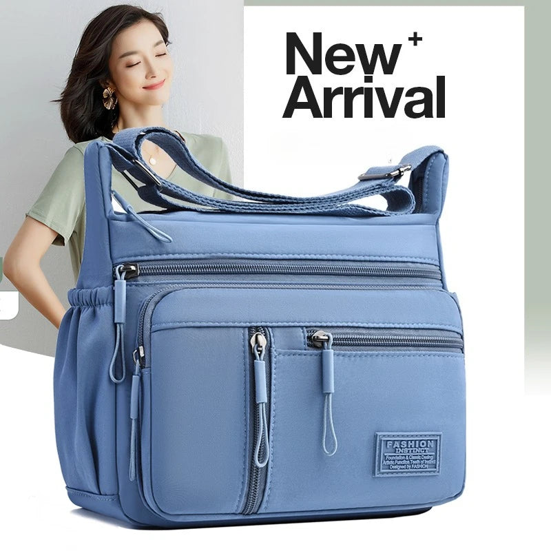 Waterproof Nylon Crossbody Bag – Multi-Pocket Large Capacity Shoulder Messenger Handbag for Women