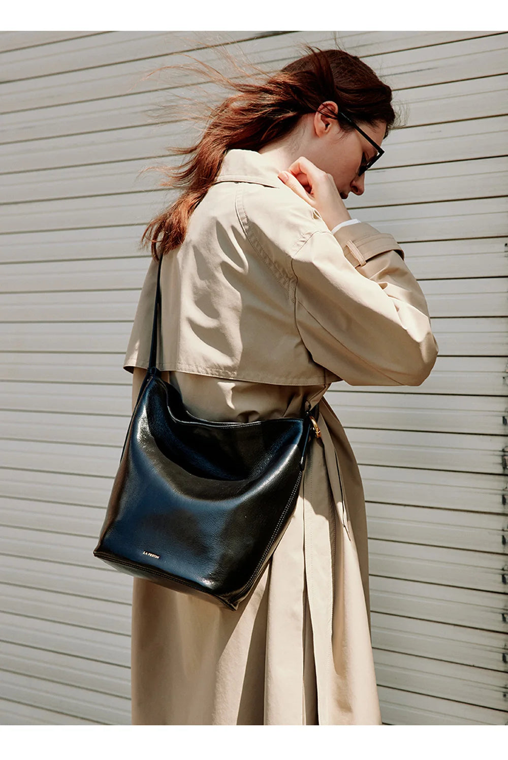 LA FESTIN Genuine Leather Bucket Bag – Designer Crossbody Shoulder Handbag for Women
