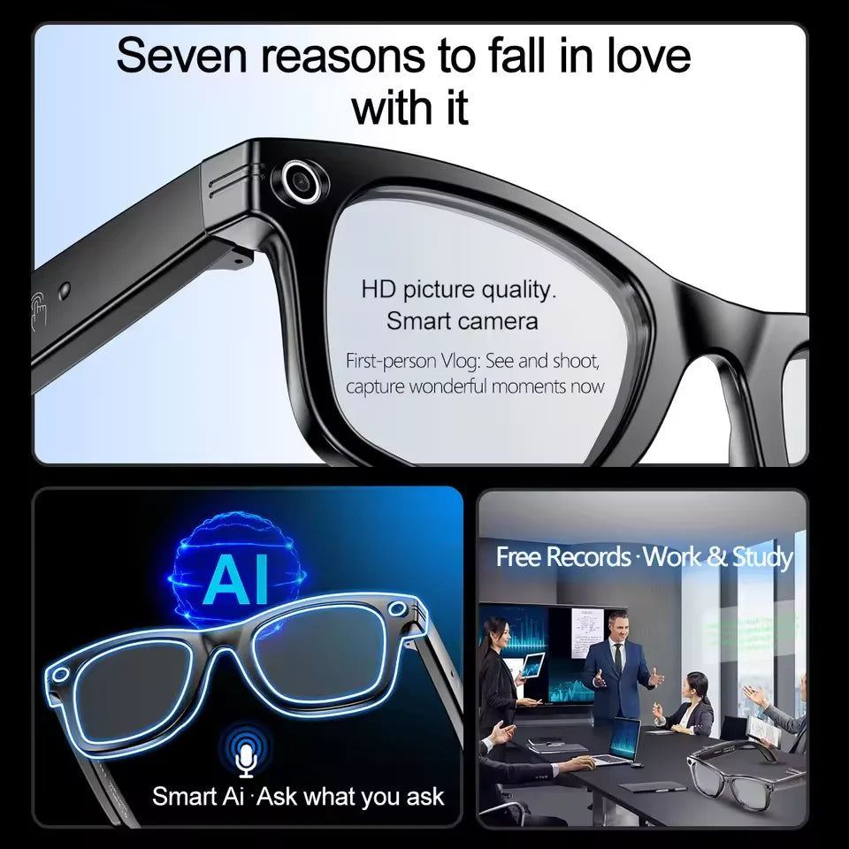 800W Camera AI Smart Glasses — Color-Changing Lenses, AI Translation, HD Video & Waterproof Calling