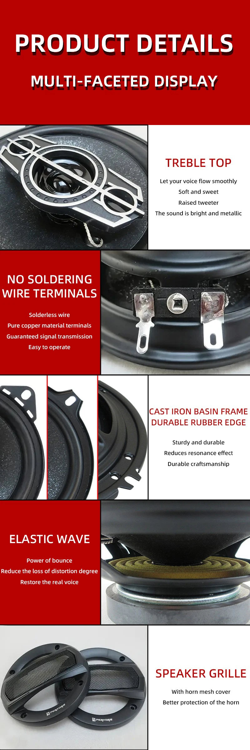 Car Coaxial Speakers – 4-Way Pair in 4, 5 & 6 Inches