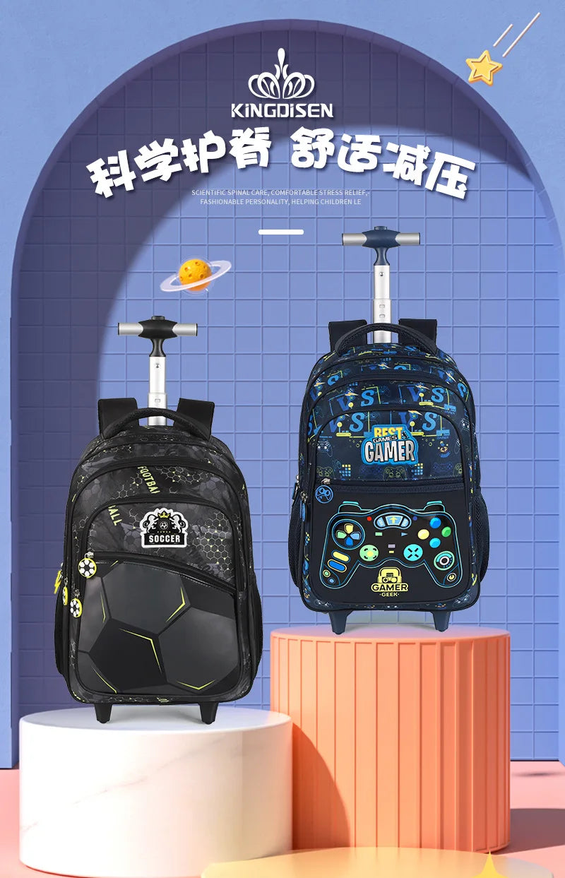 Rolling School Backpack – Boys Wheeled Book Bag