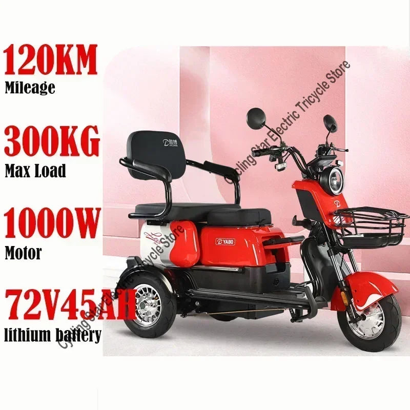3-Wheel Electric Mobility Scooter for Adults, Long-Range Tricycle