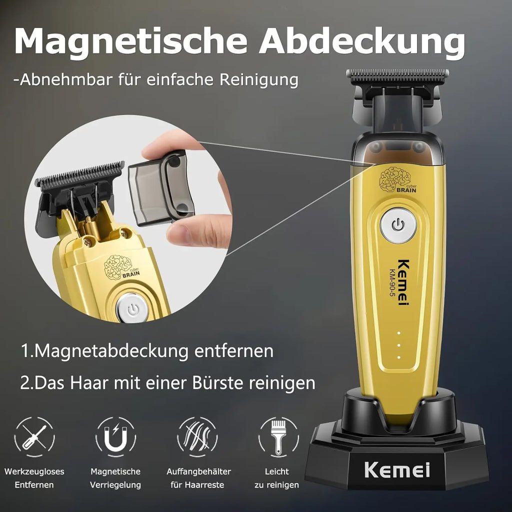 Kemei KM-90 Professional Hair Clipper Set – DLC Blade, Brushless Motor, 11,500 RPM, Cordless Barber Kit