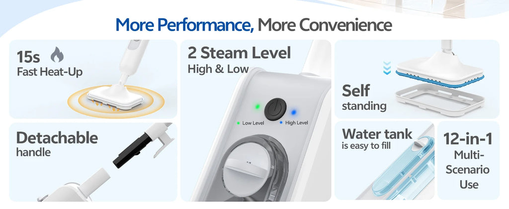 INSE 6-in-1 Powerful Steam Mop — High-Temperature Detachable Scrubbing Steam Cleaner for Hard Floors, Carpet & Kitchen