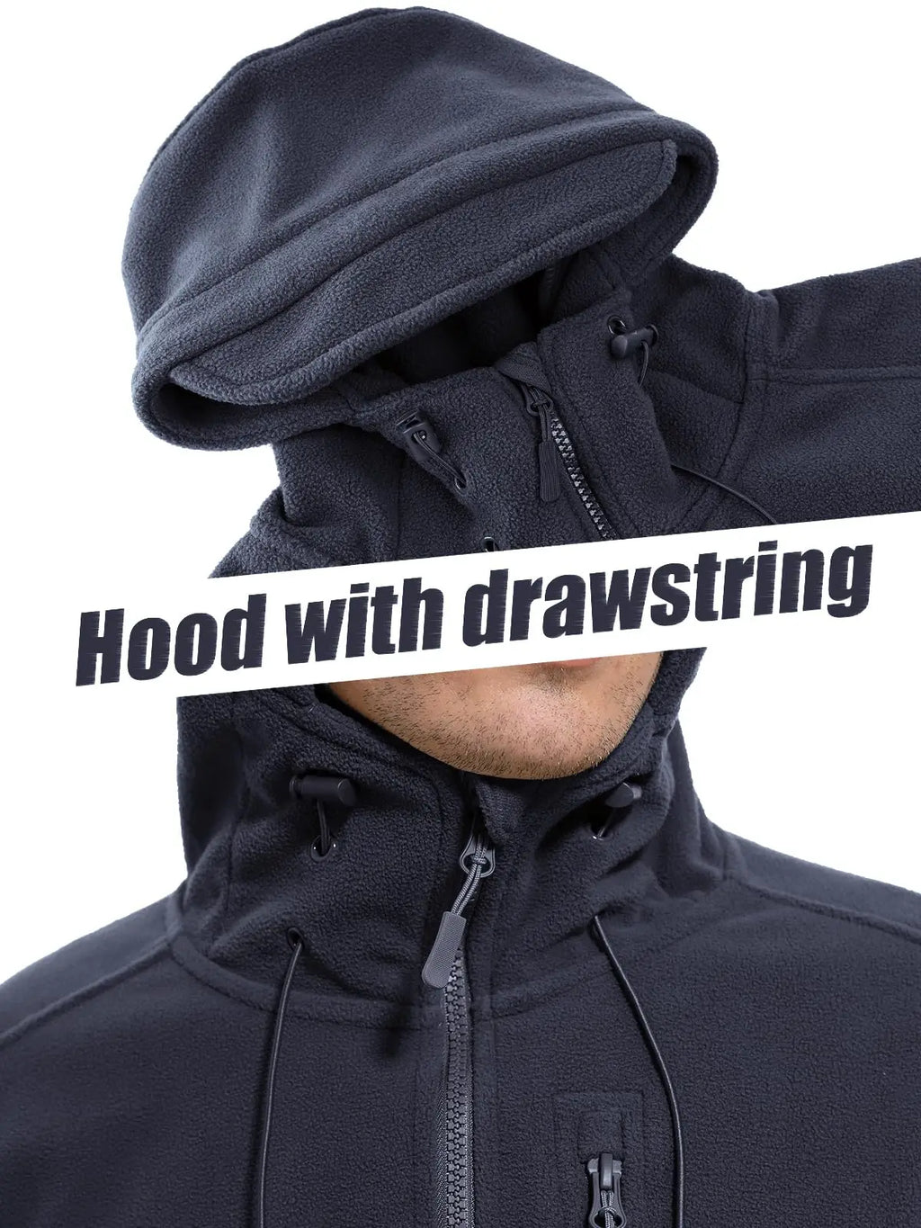 TACVASEN Men's Hooded Fleece Jacket – Full-Zip Windproof Warm Work Coat for Outdoor & Office