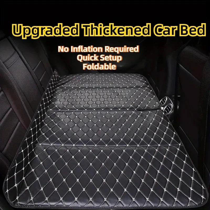 Foldable Car Backseat Travel Mattress – Faux Leather No-Inflation Road Trip Bed