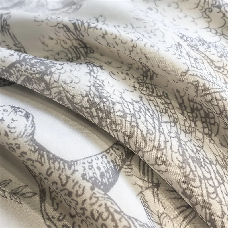 Eucalyptus Lyocell Bedding Set – Silky Soft Forest & Leopard Print Duvet Cover, Bed Sheet & Pillowcases