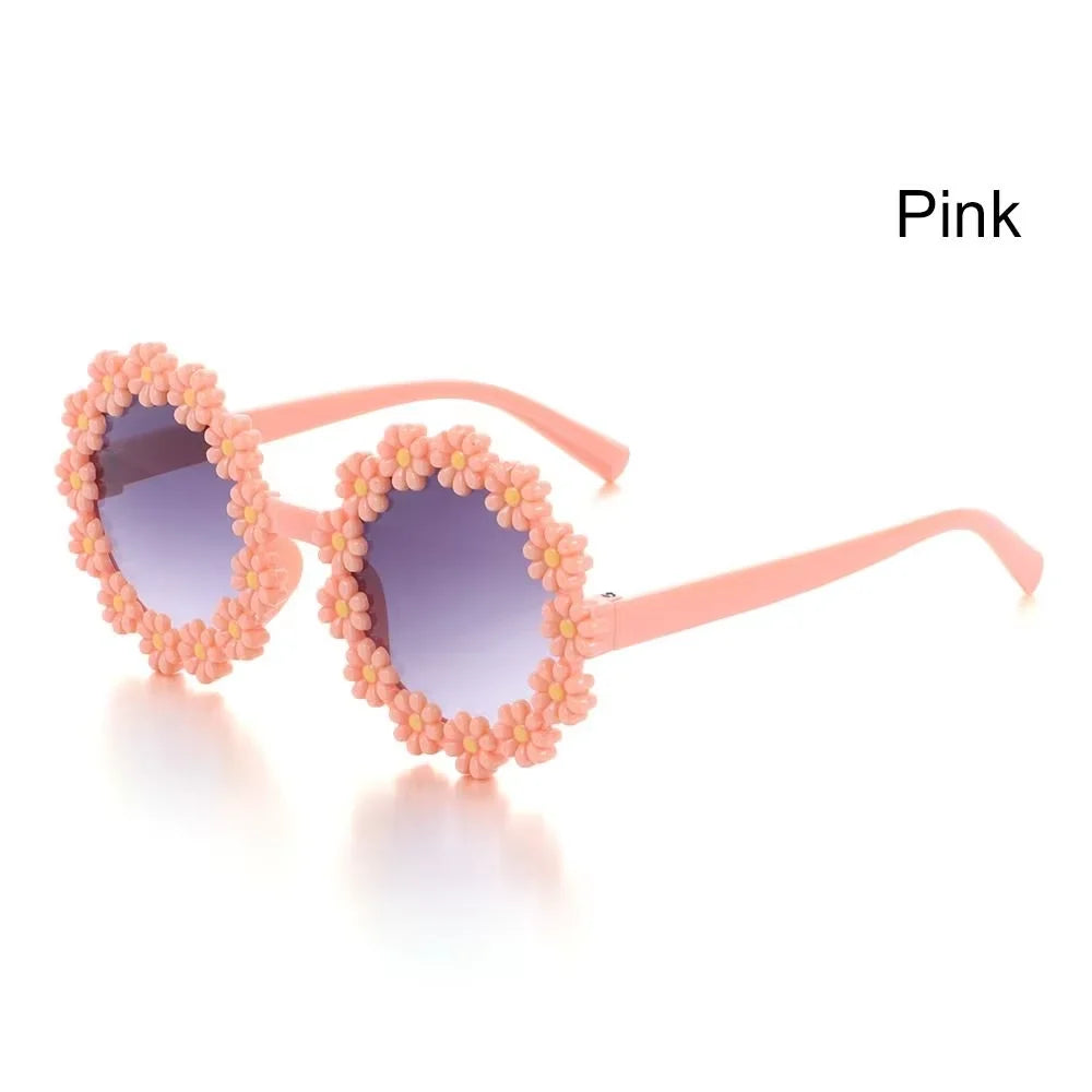 Kids Round Flower Daisy Sunglasses | Cute UV Protection Outdoor Party Shades for Children