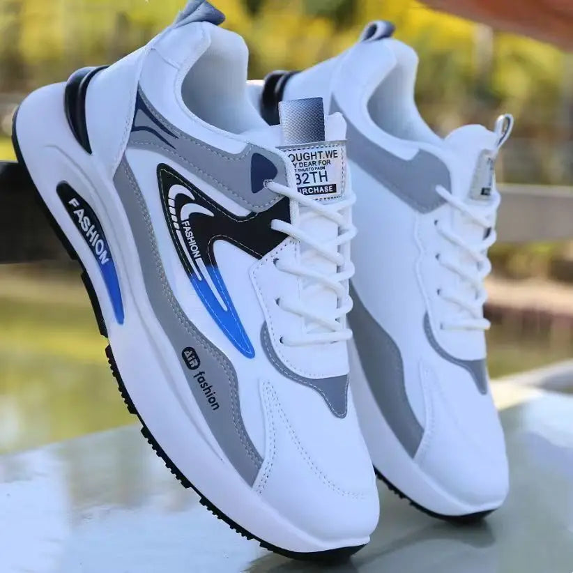 Men's Lightweight PU Leather Casual Sneakers – Breathable Tennis & Running Shoes