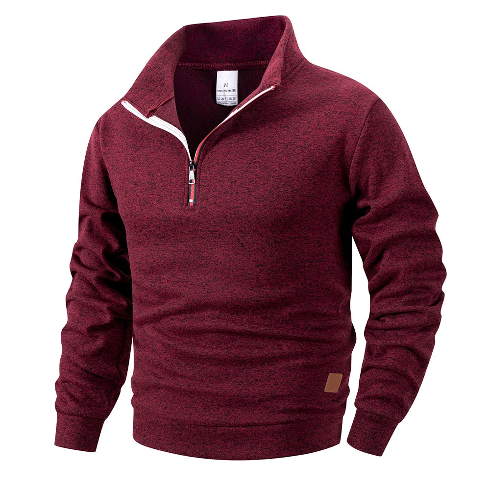 Men's Half-Zip Stand Collar Knitted Pullover — Smart Casual Knitwear