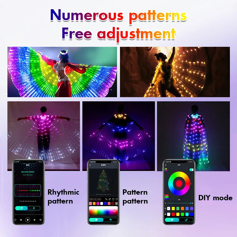 RGB LED Butterfly Wings Costume — Belly Dance & Halloween Dress-Up