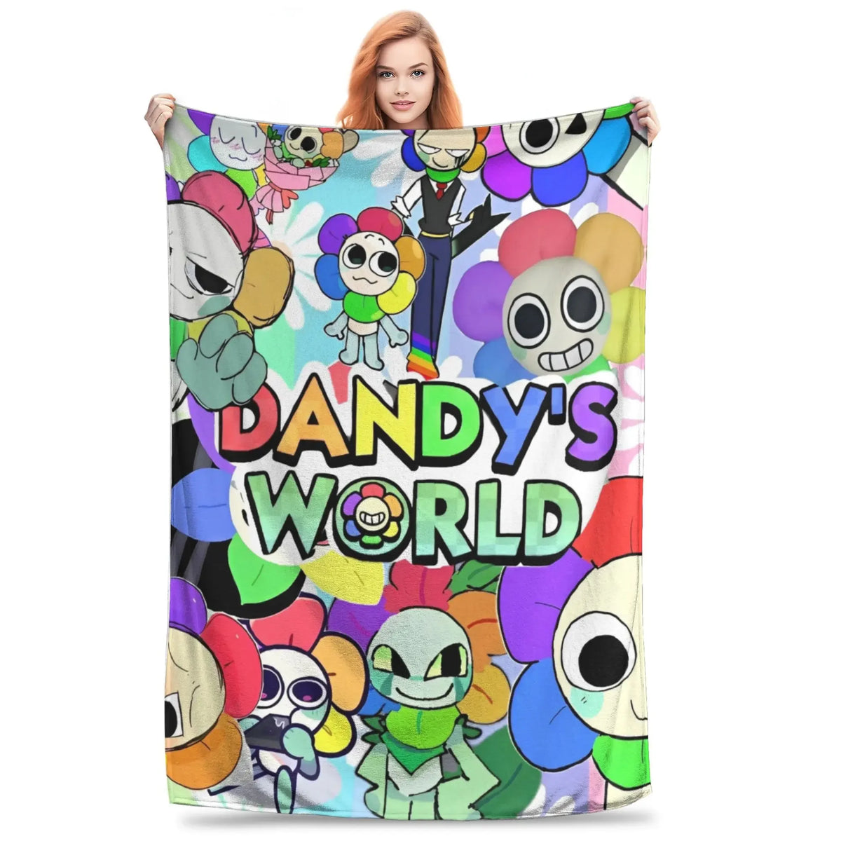 Dandy's World Pebble Fleece Throw Blanket – Soft Novelty Character Print, 5 Sizes