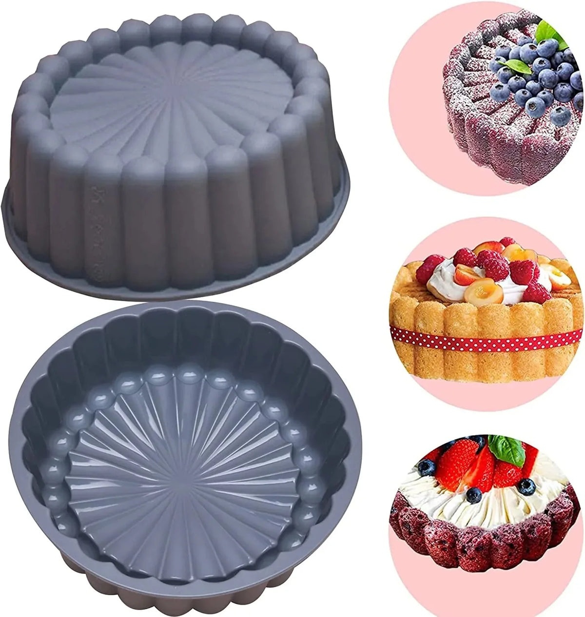 Silicone Cake Mold – Fluted Round Baking Pan