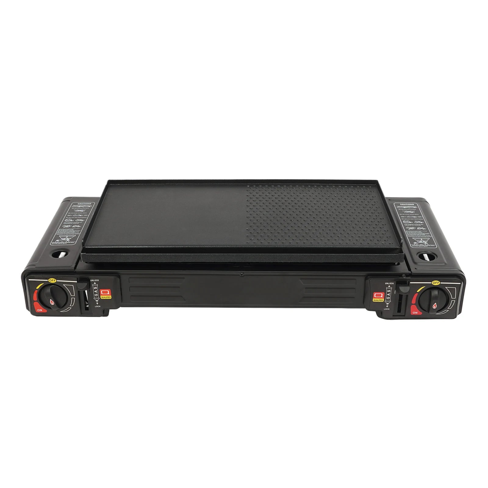 2-Burner Portable Camping Stove — 2500W Each, Butane/LPG, Piezo Ignition, Carry Case Included