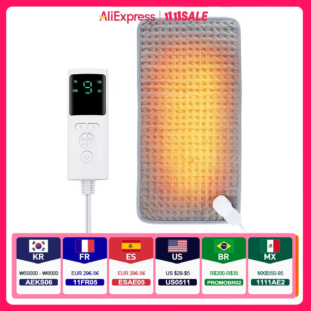 Electric Heating Blanket Mat – Heated Pad for Bed & Sofa, Warm Winter Thermal Blanket, 58x29cm