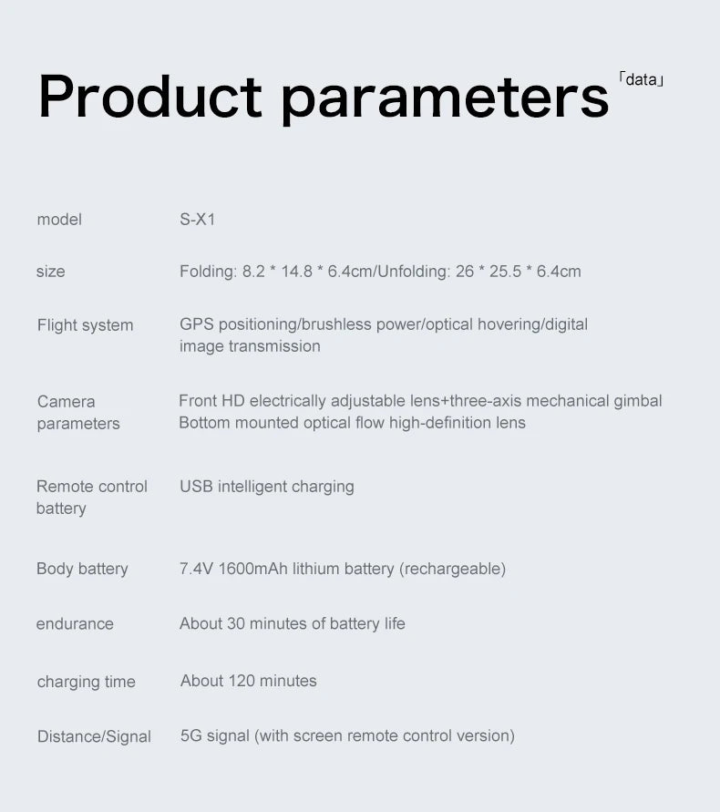 S-X1 GPS Drone with Dual Camera & 180° Tilt