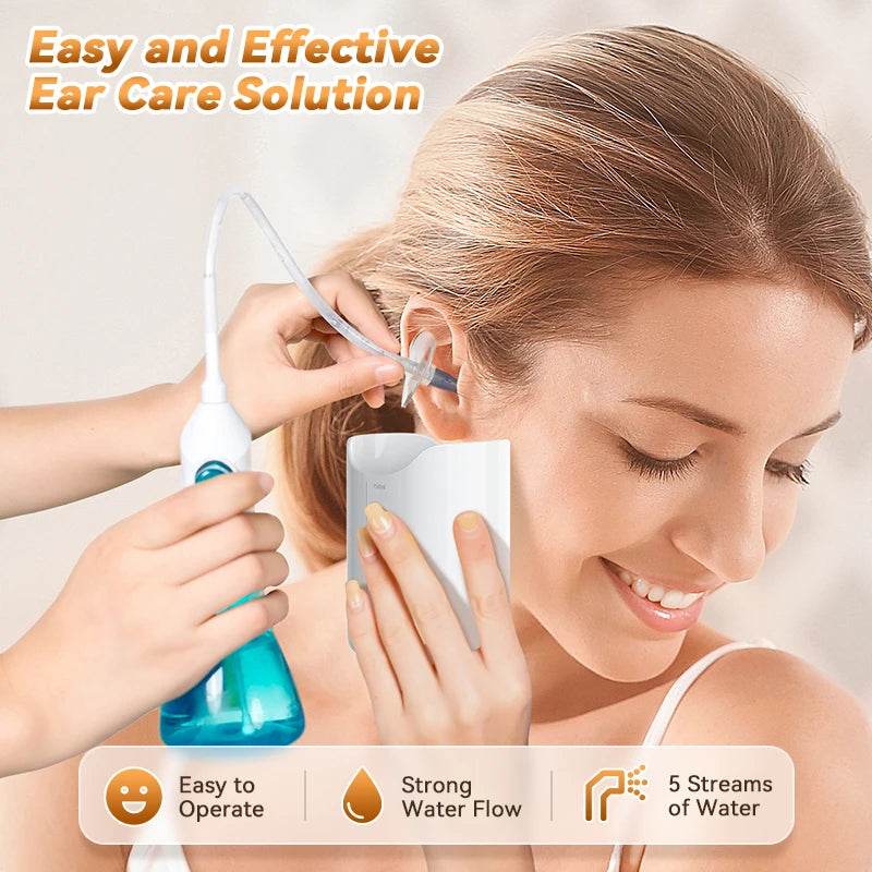 Ear Wax Removal Kit — Manual Ear Irrigation Flushing System with 10 Disposable Tips
