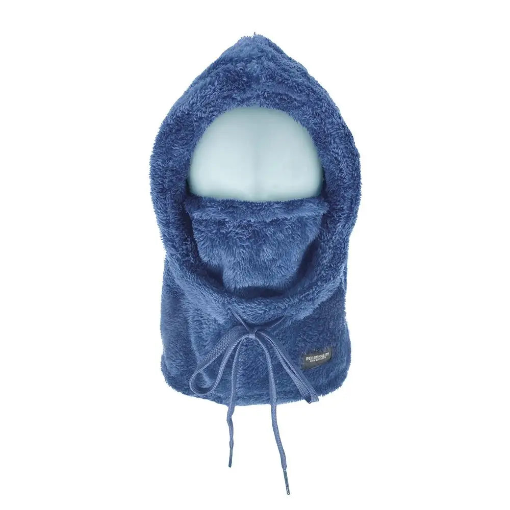 Plush Drawstring Balaclava Hood with Face and Neck Cover