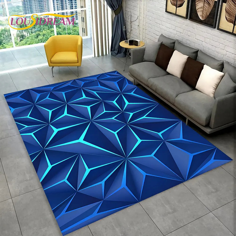 3D Abstract Modern Geometric Illusion Area Rug | 100% Polyester, Non-Slip, Machine Washable, 8 Sizes