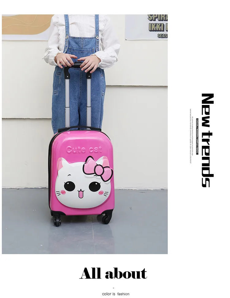 18-Inch ABS Kids’ Spinner Suitcase – Cute Animal 3D Design