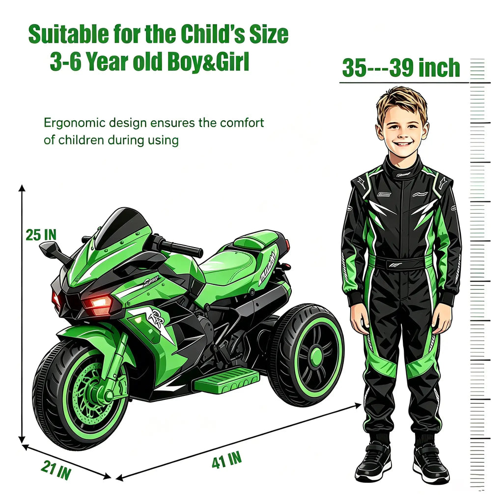 12V Kids Ride-On Motorcycle – Three-Wheel Electric Toy with Remote