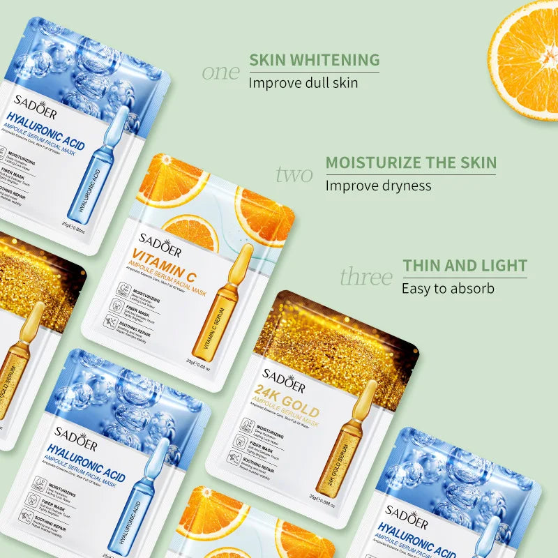 SADOER 24K Gold Vitamin C Hydrating Face Masks — Multi-Pack