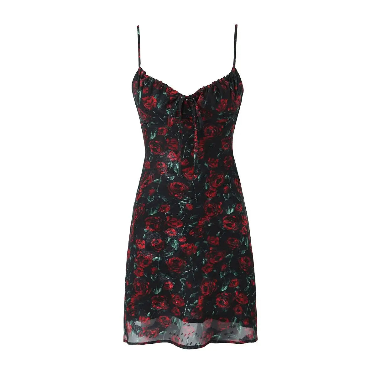 Vintage Floral Front Tie Bodycon Midi Dress — Sexy Elegant Black Summer Dress