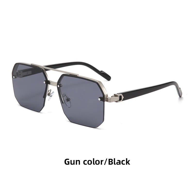 Men's Pilot Flat Top Half Frame Sunglasses | UV400 Classic Travel Casual Vintage Shades