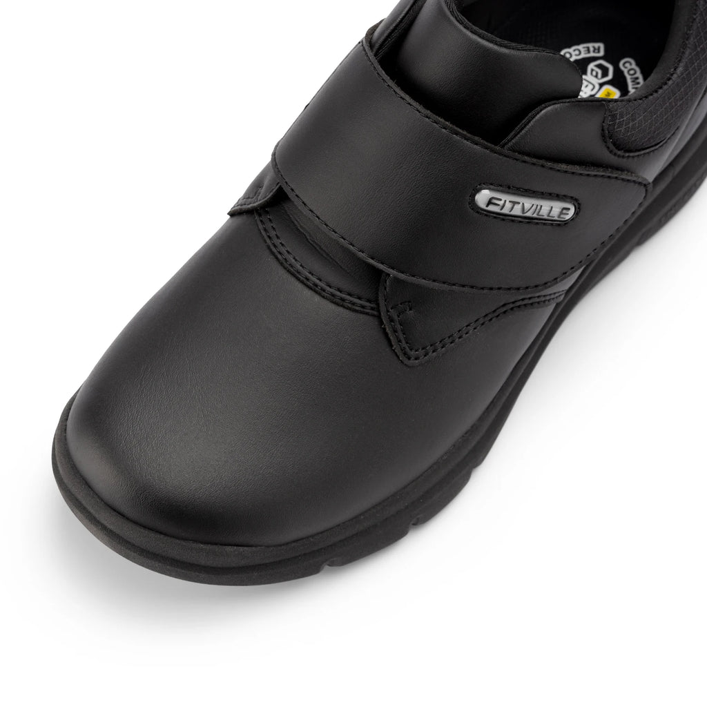 FitVille Men's Wide Diabetic Leather Shoes – Slip-On Orthopedic Footwear for Swollen Feet, Neuropathy & Foot Pain Relief