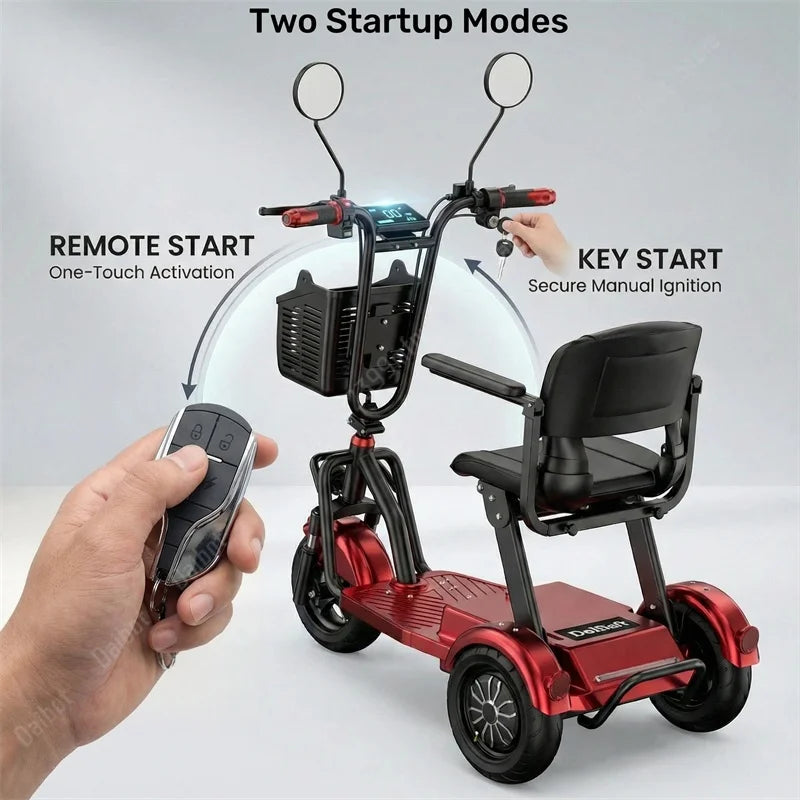 Foldable 3-Wheel Electric Mobility Scooter – 500W Dual Motor, 40 km Range