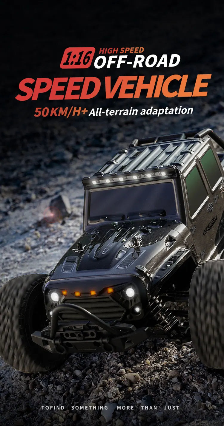 50KM/H 1:16 Scale 4WD RC Car with LED Lights – High Speed Off-Road Buggy Truck