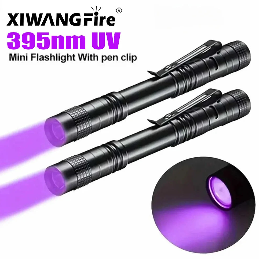 UV Flashlight 395nm Ultraviolet Torch – Pet Urine & Scorpion Detector, Pen Clip, 200 Lumens, AAA Battery