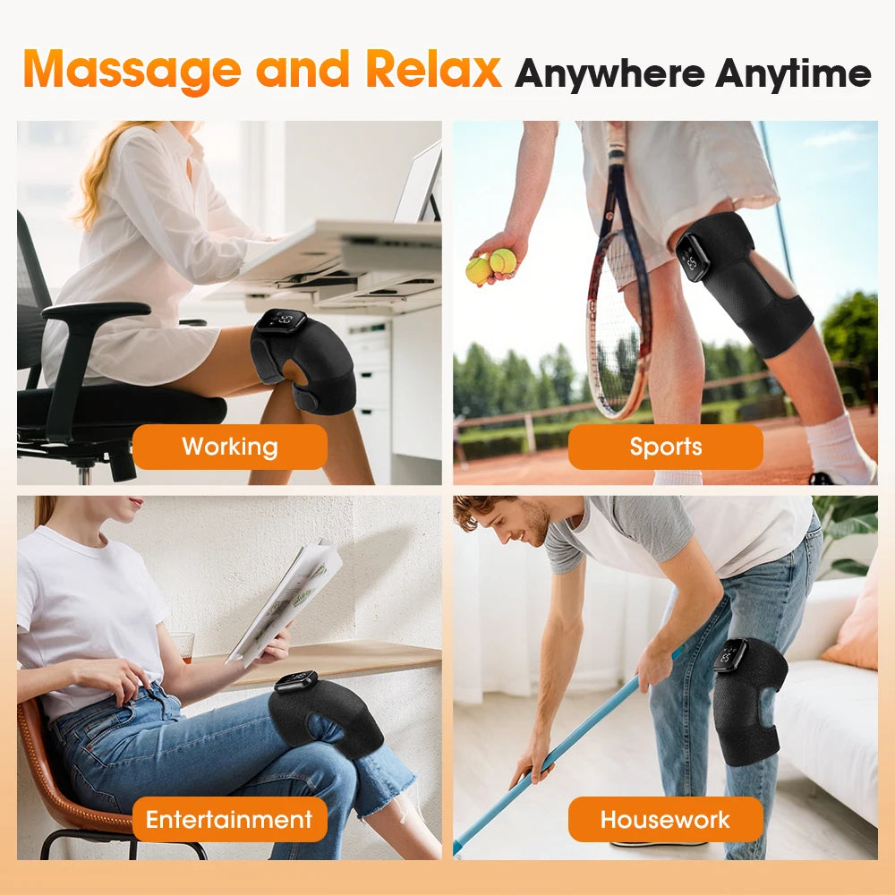 Electric Heated Knee Massage Pad – 3-Level Vibration Hot Compress for Joint & Muscle Relief