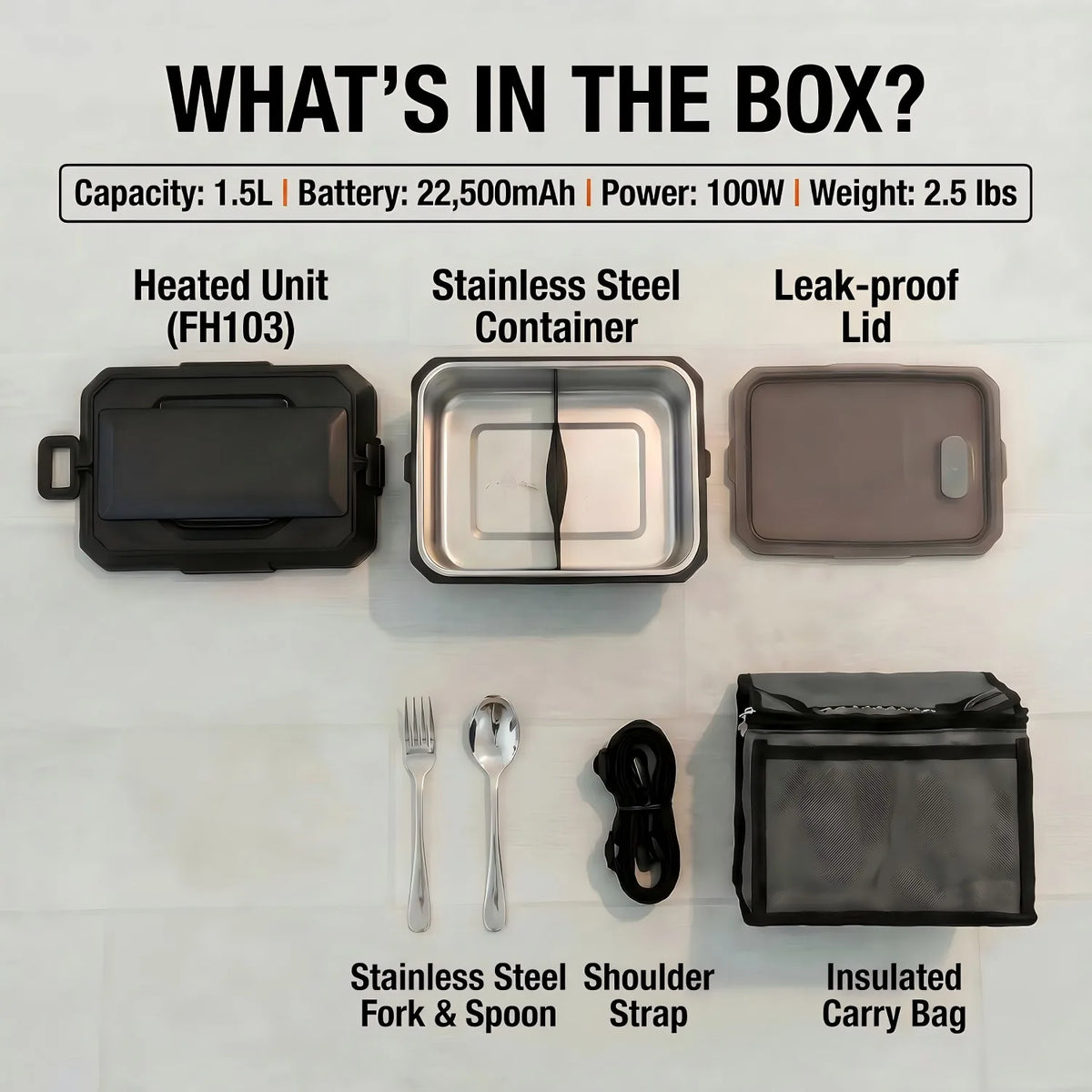 1500ml Electric Lunch Box – USB Food Warmer