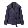 Women's Double-Breasted Cropped Trench Coat – Chic Vintage Office Jacket